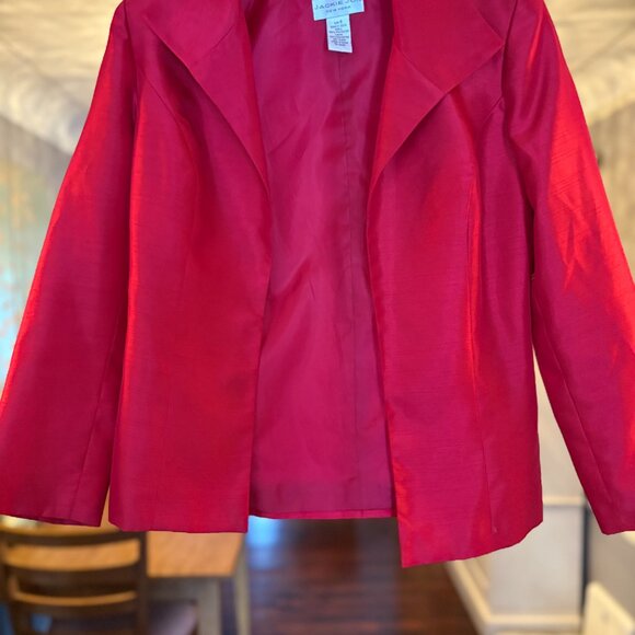 NWOT Vintage Jackie Jon New York Red Faux Raw Silk Blazer Set. Size 6 - Picture 2 of 8
